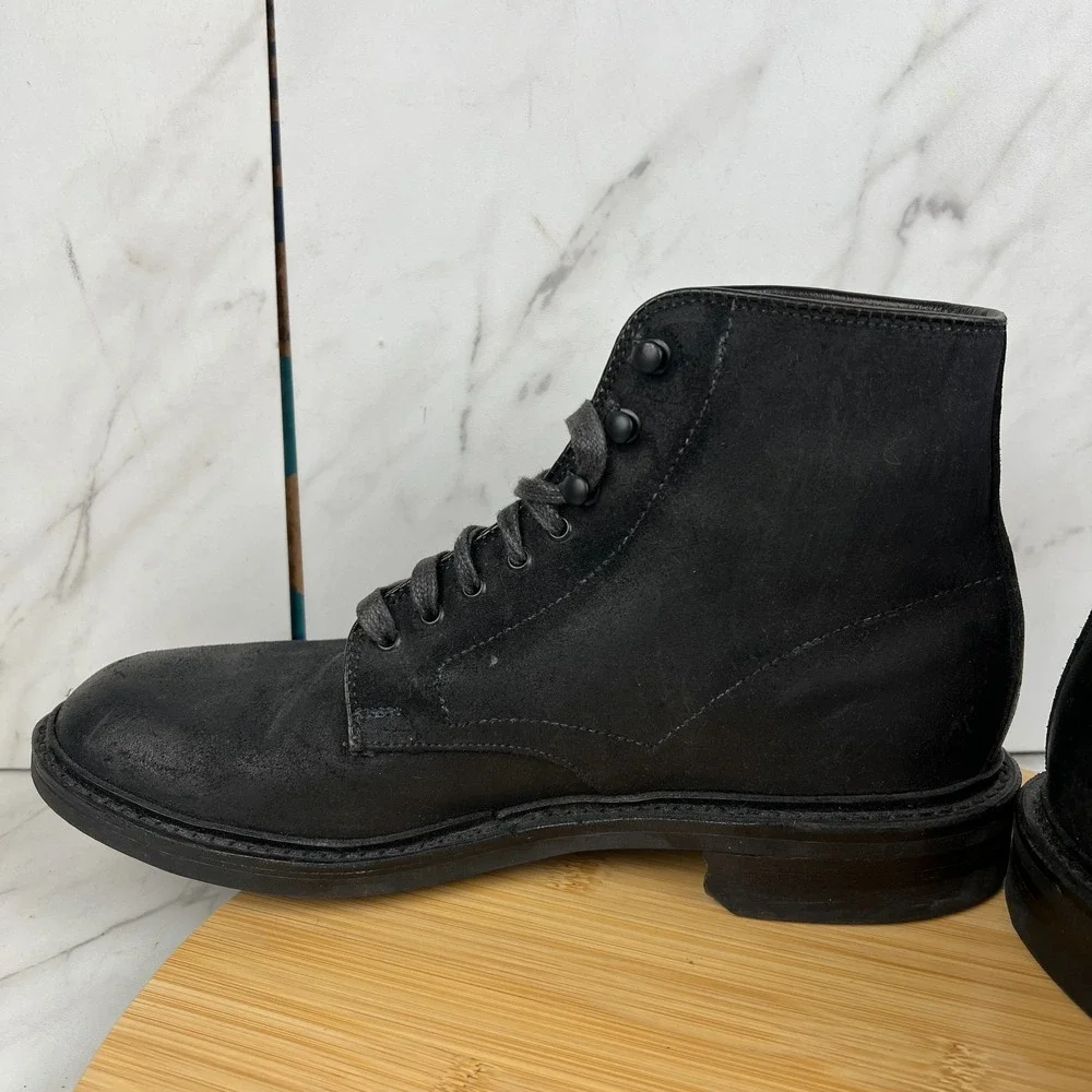 Allen Edmonds Higgins Mill Mens Size 7 D Black Waxed Suede Plain Toe Boots 2653